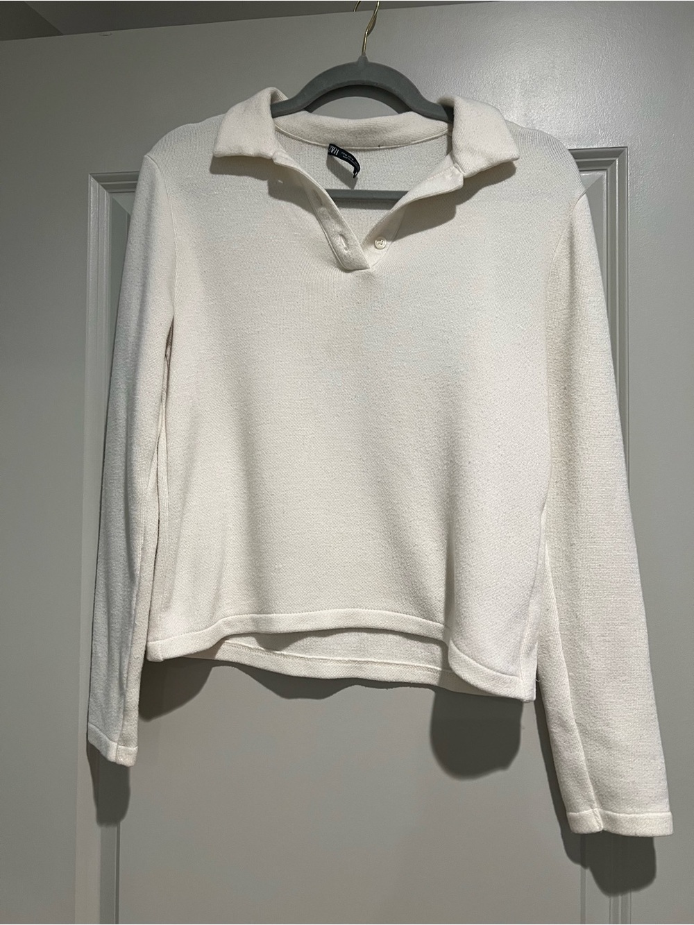 Zara Cream Collared Long-Sleeve Pullover